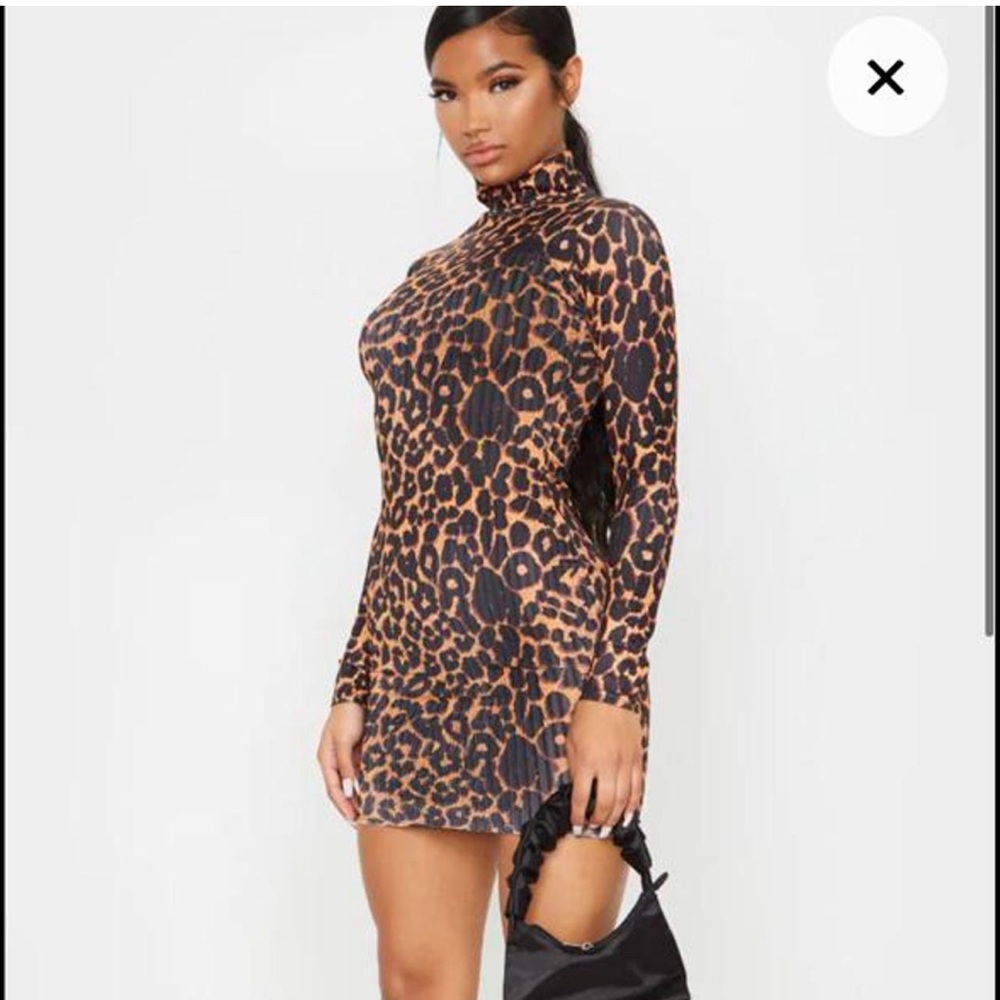 PrettyLittleThing leopard Print Long Sleeve Dress